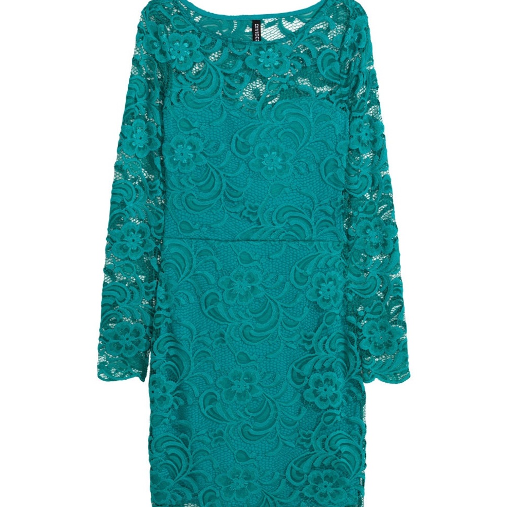 Divided by H&M Teal Bodycon Lace Dress